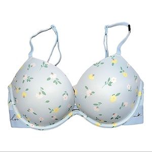 PINK Victoria Secret Blue Floral Bra Size 32D NWT.